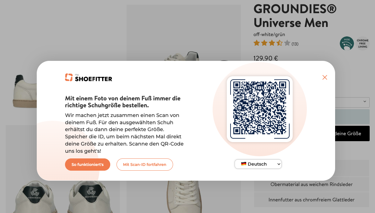 mySHOEFITTER integration Groundies (dekstop)